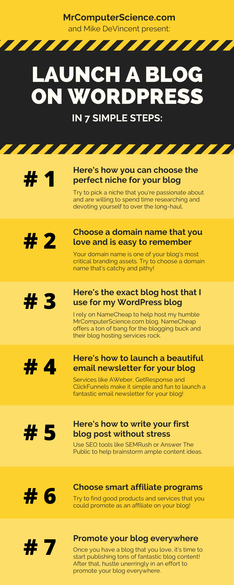 Infographic - How To Launch A Blog On WordPress Successfully Without Stress In 7 Simple Steps