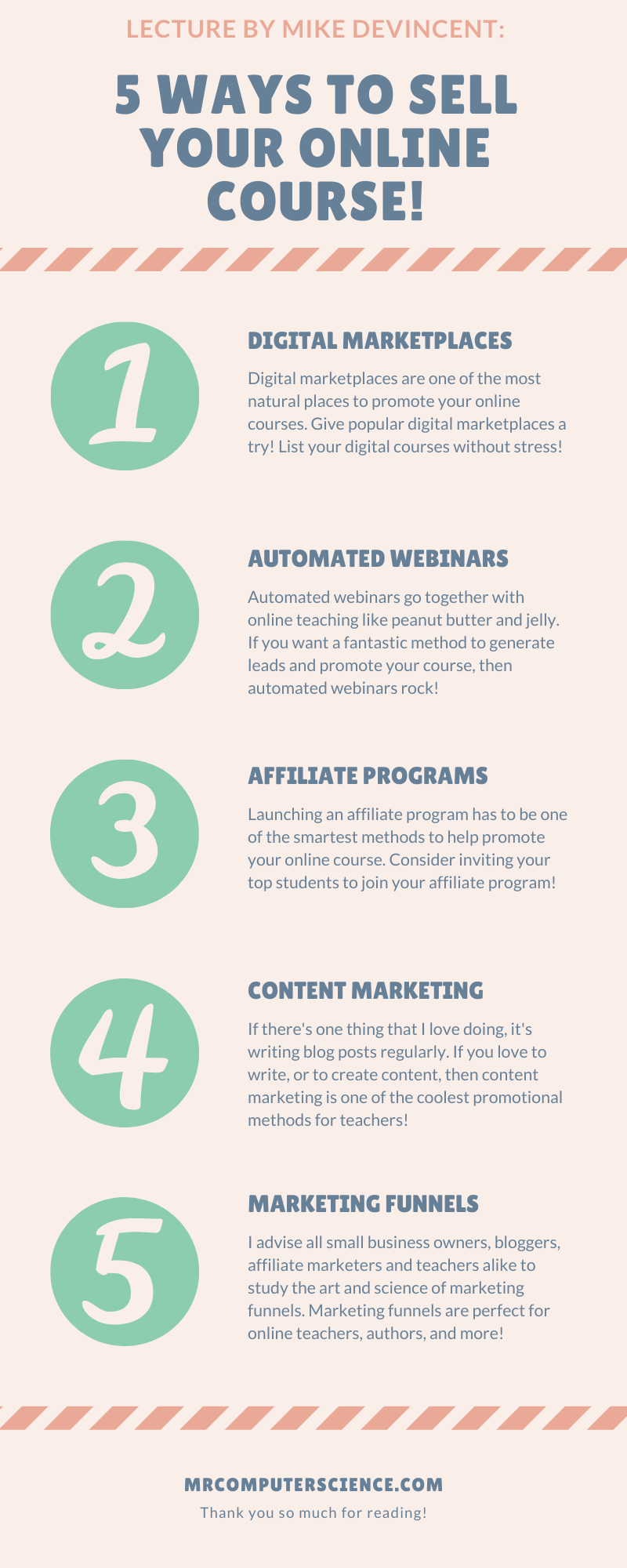 MrComputerScience.com Infographic - 5 Elite Ways To Help Sell Your Online Course Without A Big Budget!